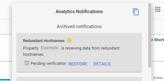 Redundant hostnames error notification on google analytics